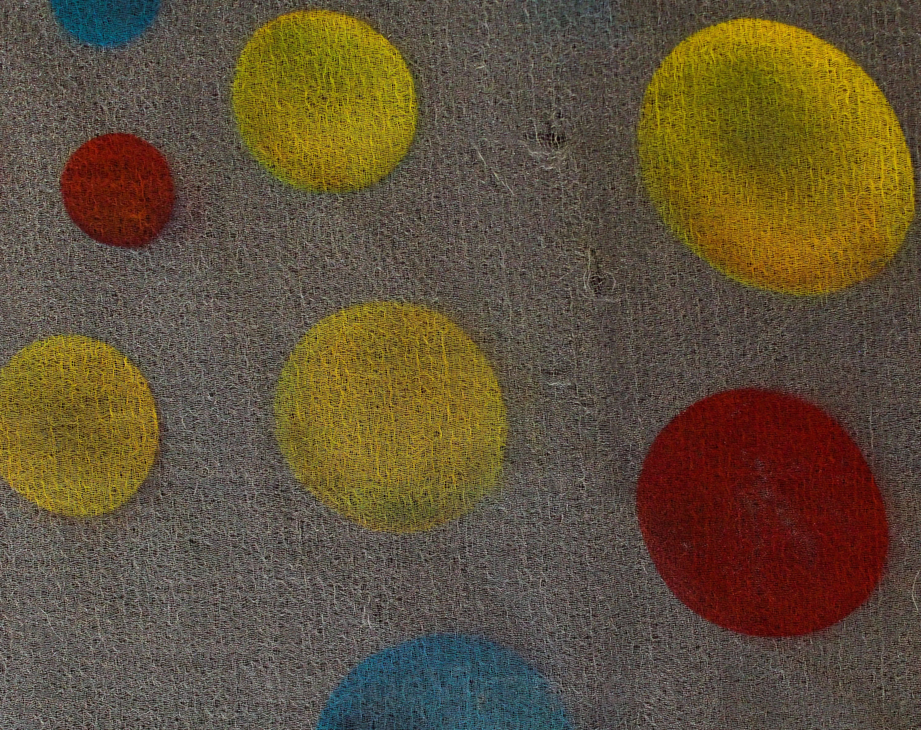 1960s Mod Sheer Scarf - Like Polka Dots on Frosty White Chiffon for Bouffant Hairdos - Red Yellow Blue Geometric Dots - 27 Inches Square