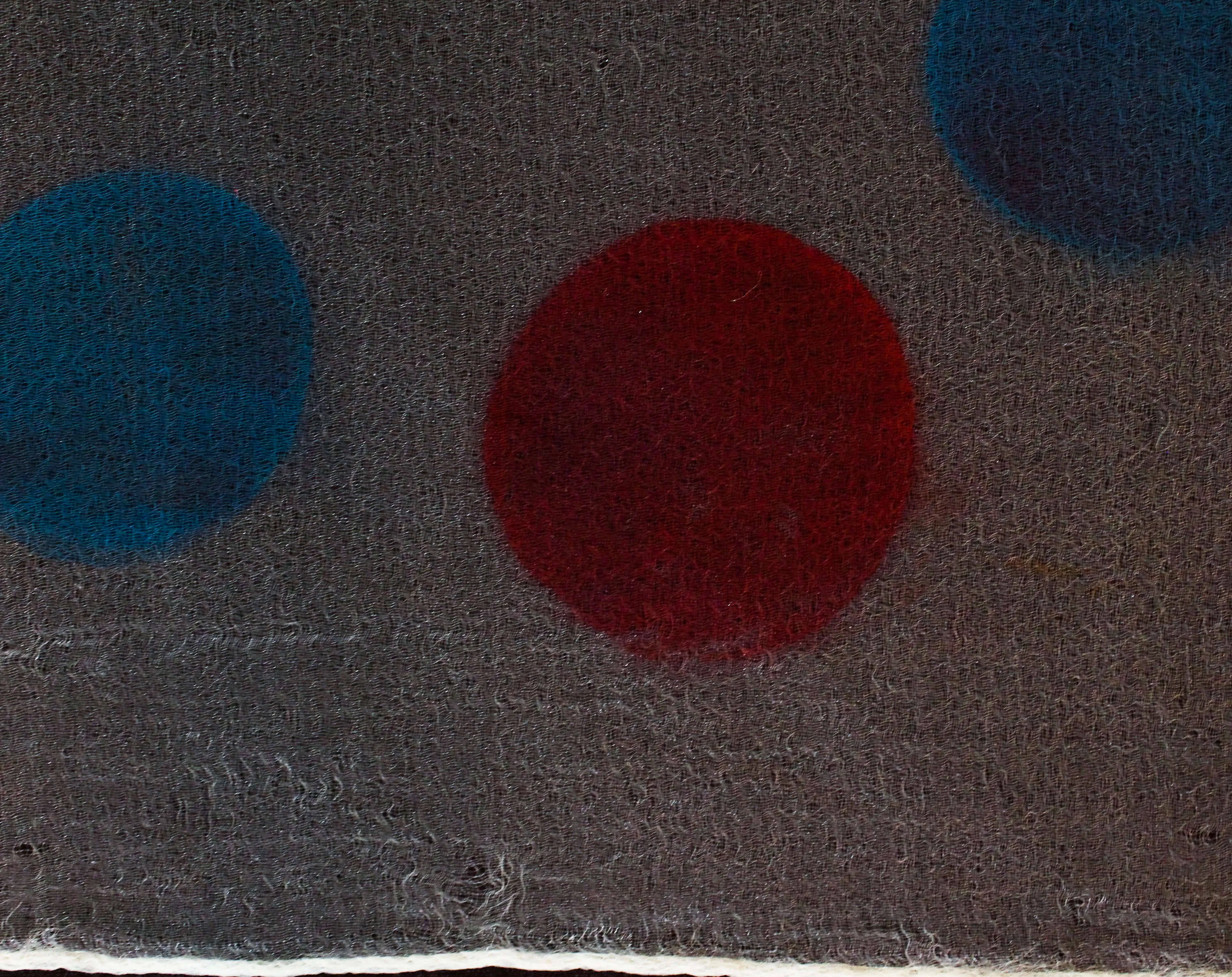1960s Mod Sheer Scarf - Like Polka Dots on Frosty White Chiffon for Bouffant Hairdos - Red Yellow Blue Geometric Dots - 27 Inches Square