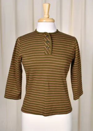 1960s Vintage Striped Henley Shirt