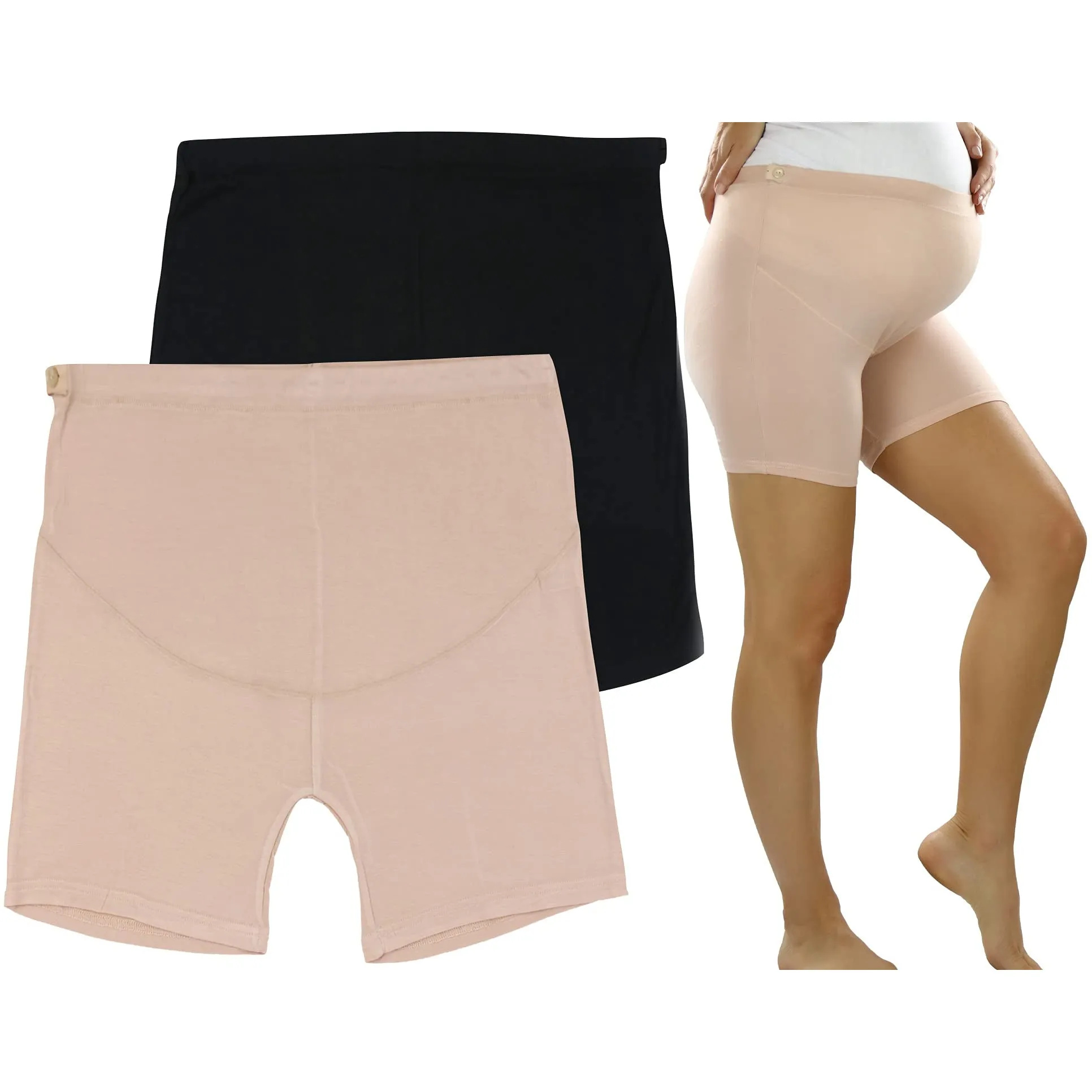 2-Pack: ToBeInStyle Women's High Waist Over The Bump Maternity BoyShort Underwear