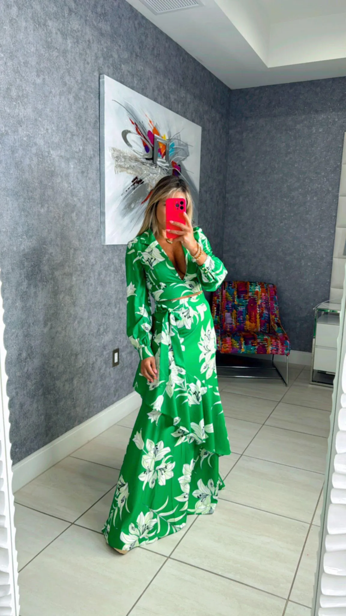 4142 Top and maxi skirt set