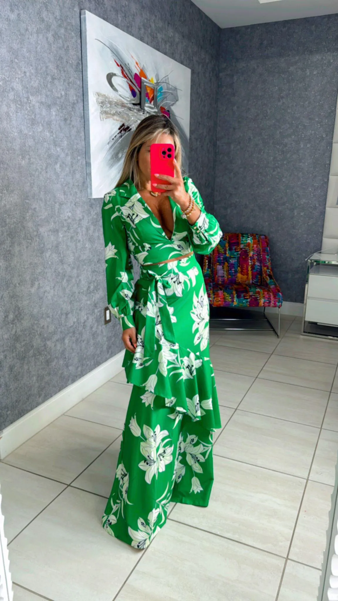 4142 Top and maxi skirt set