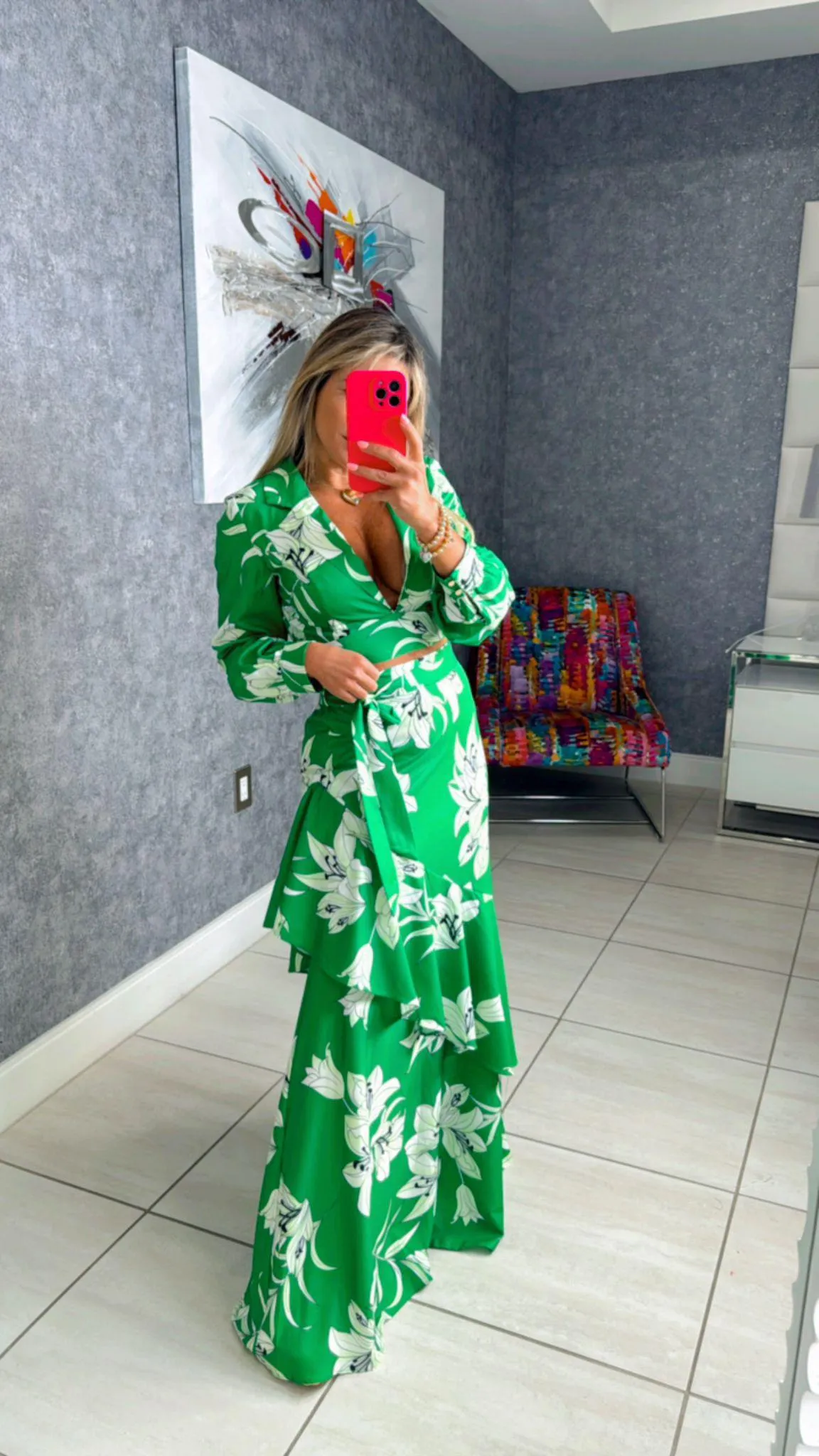 4142 Top and maxi skirt set