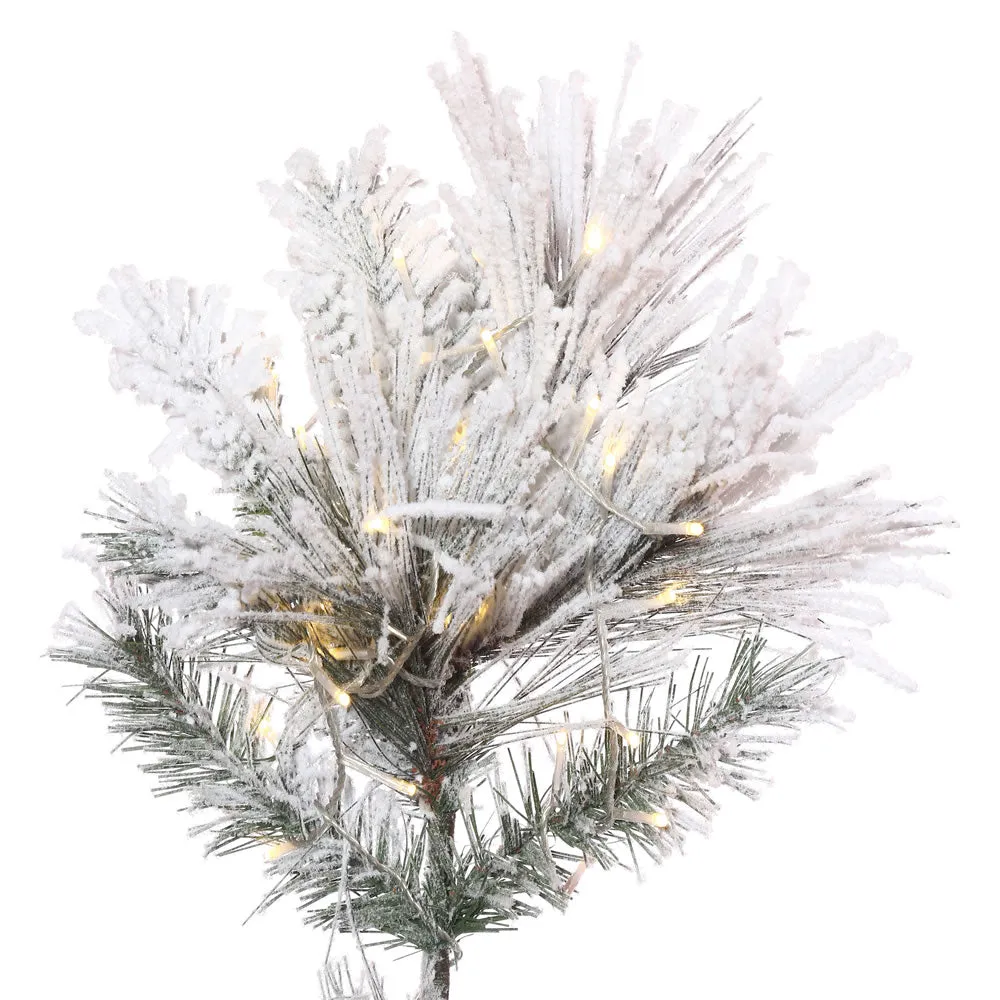 9' x 59" Flocked Atka Slim Tree Warm White Wide Angle 3mm Low Voltage LED