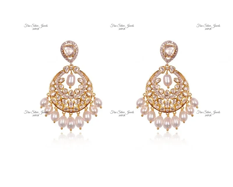 925 silver WHITE PEARLS CHANDBALI