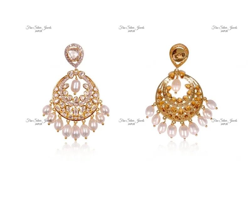 925 silver WHITE PEARLS CHANDBALI