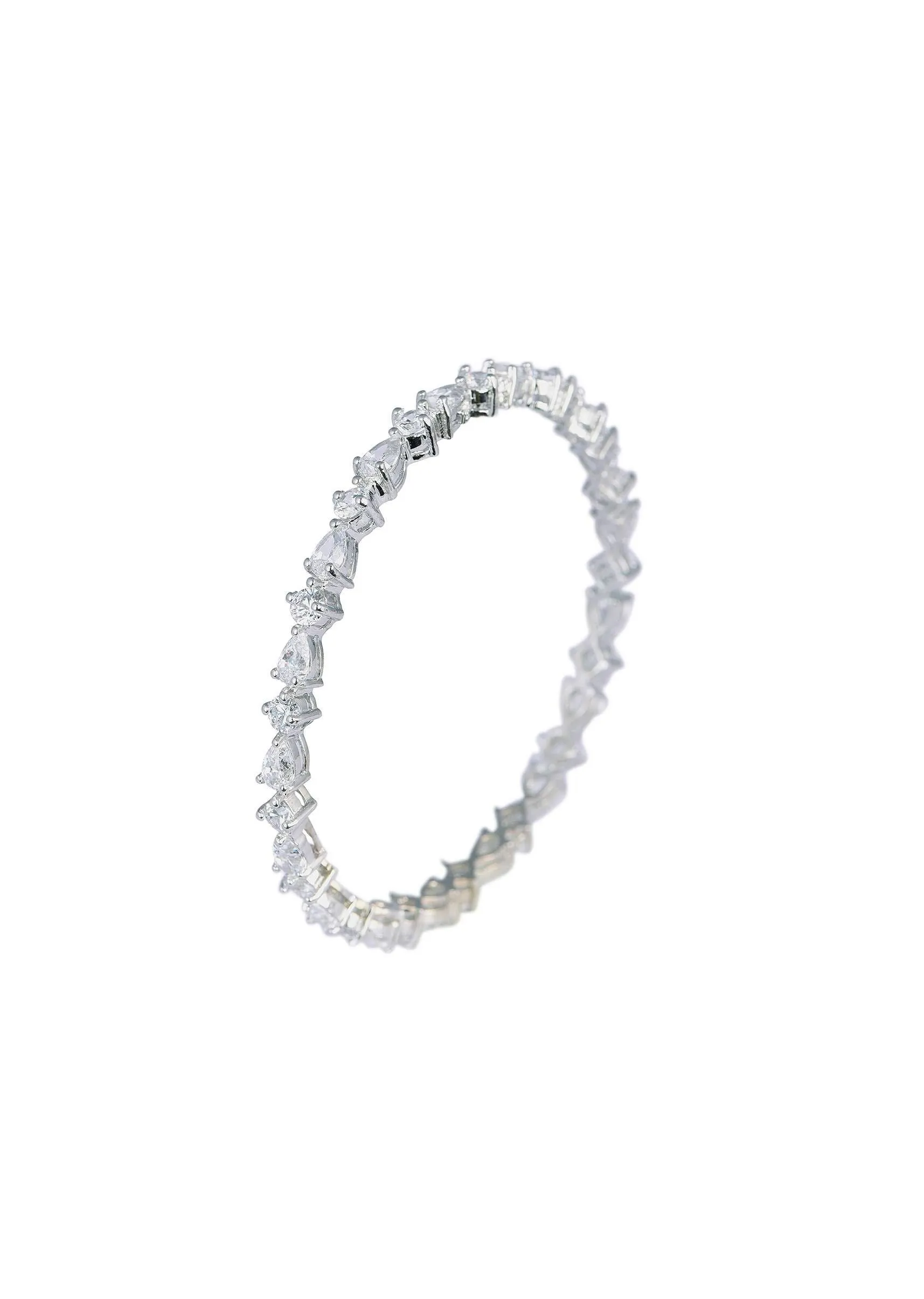92.5 Sterling Silver Bangles With Studded Stones Set of 2