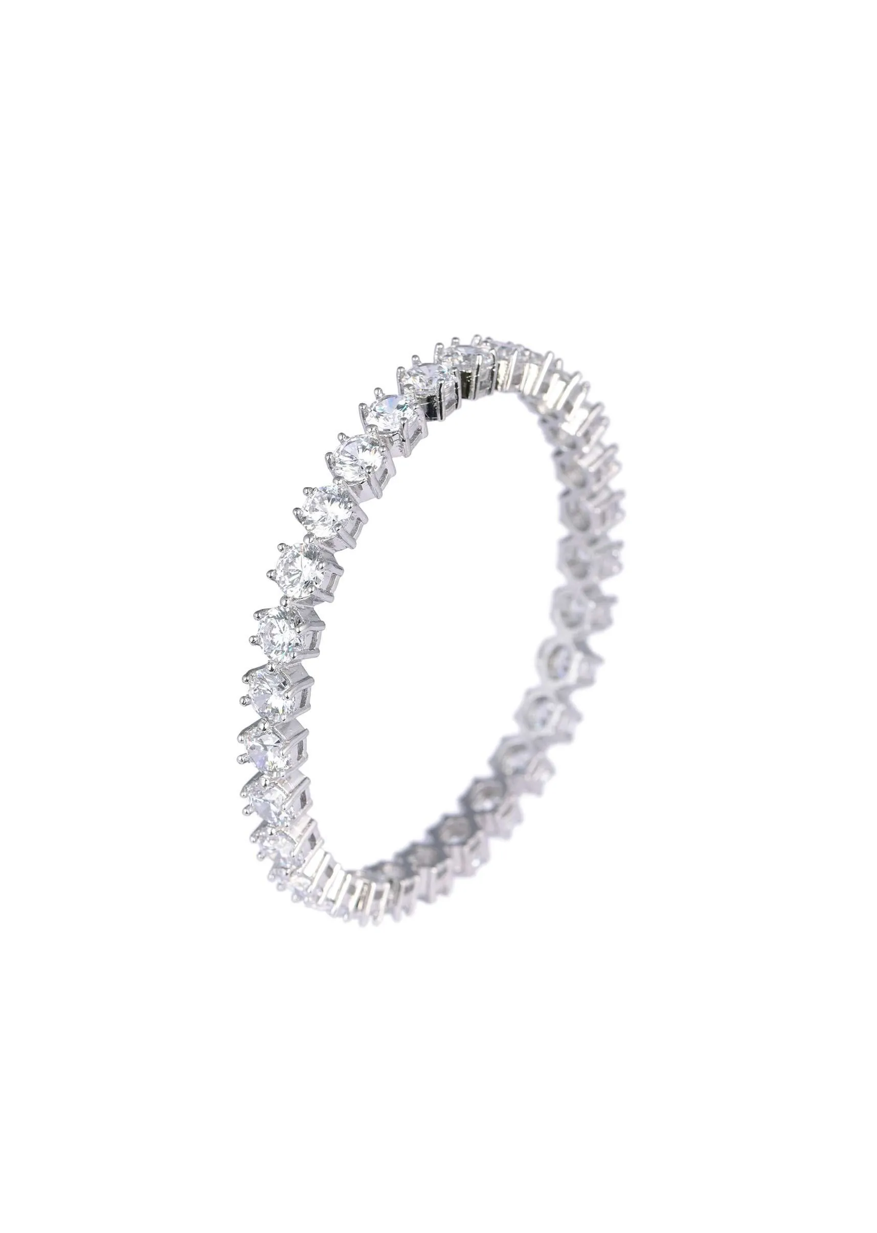 92.5 Sterling Silver Bangles With Studded Zirconia Set of 2