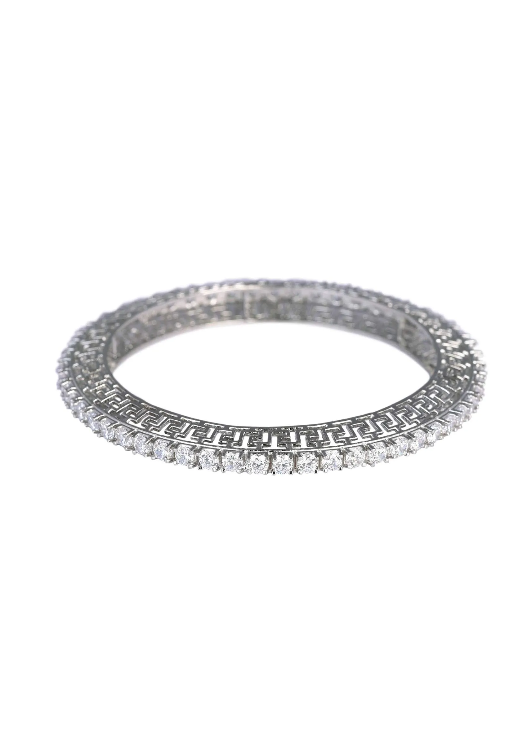 92.5 Sterling Silver Zirconia Bangles Set of 2