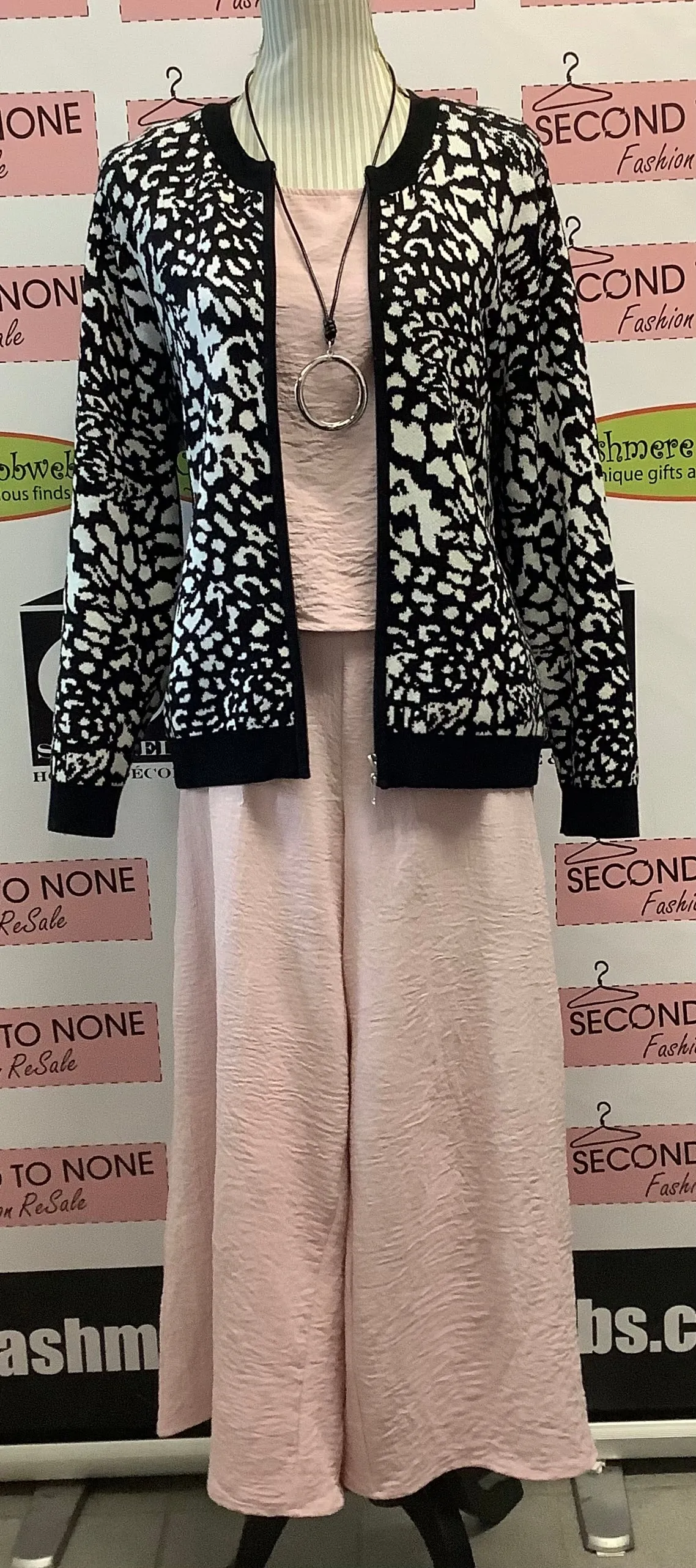 ALIA Zippered Print Cardigan (Size M)
