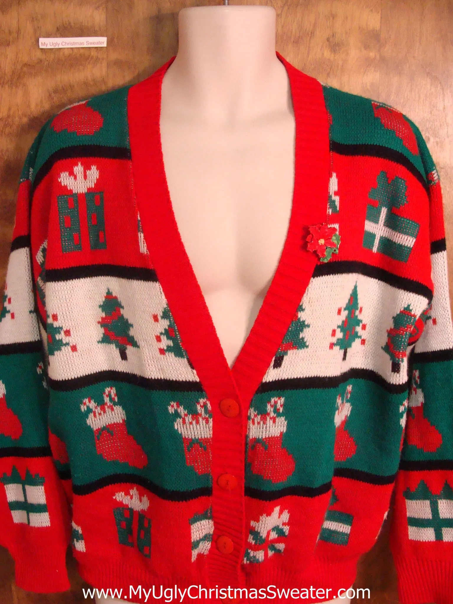 Amazing Vintage Red and Green Festive Ugly Xmas Sweater