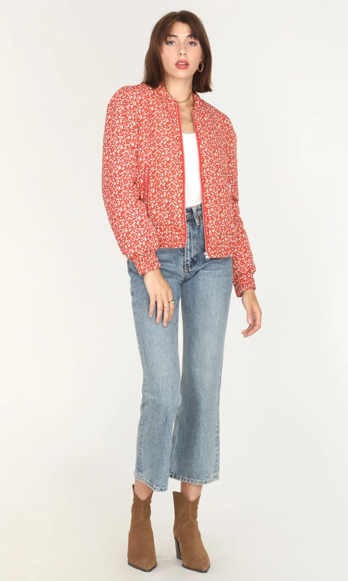 Aniston Ditsy Floral Padded Bomber Jacket