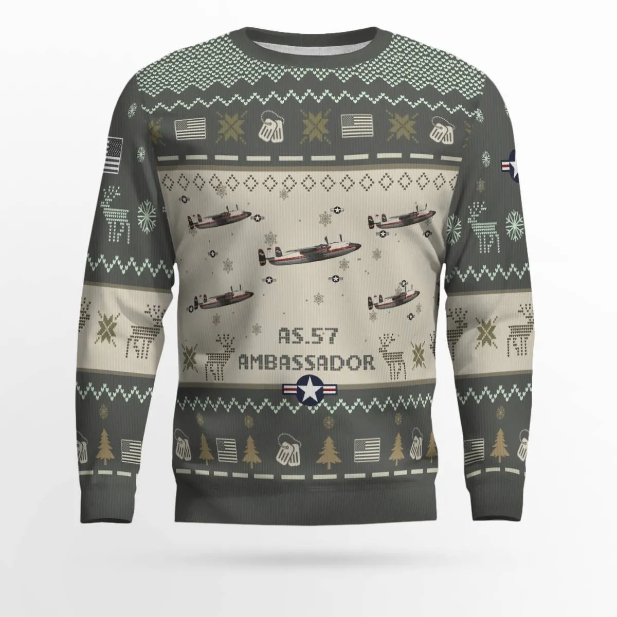 AS.57 Ambassador AS57_Aircraft Ugly Sweater, Ugly Sweater Christmas Shirt for Men Dad Veteran