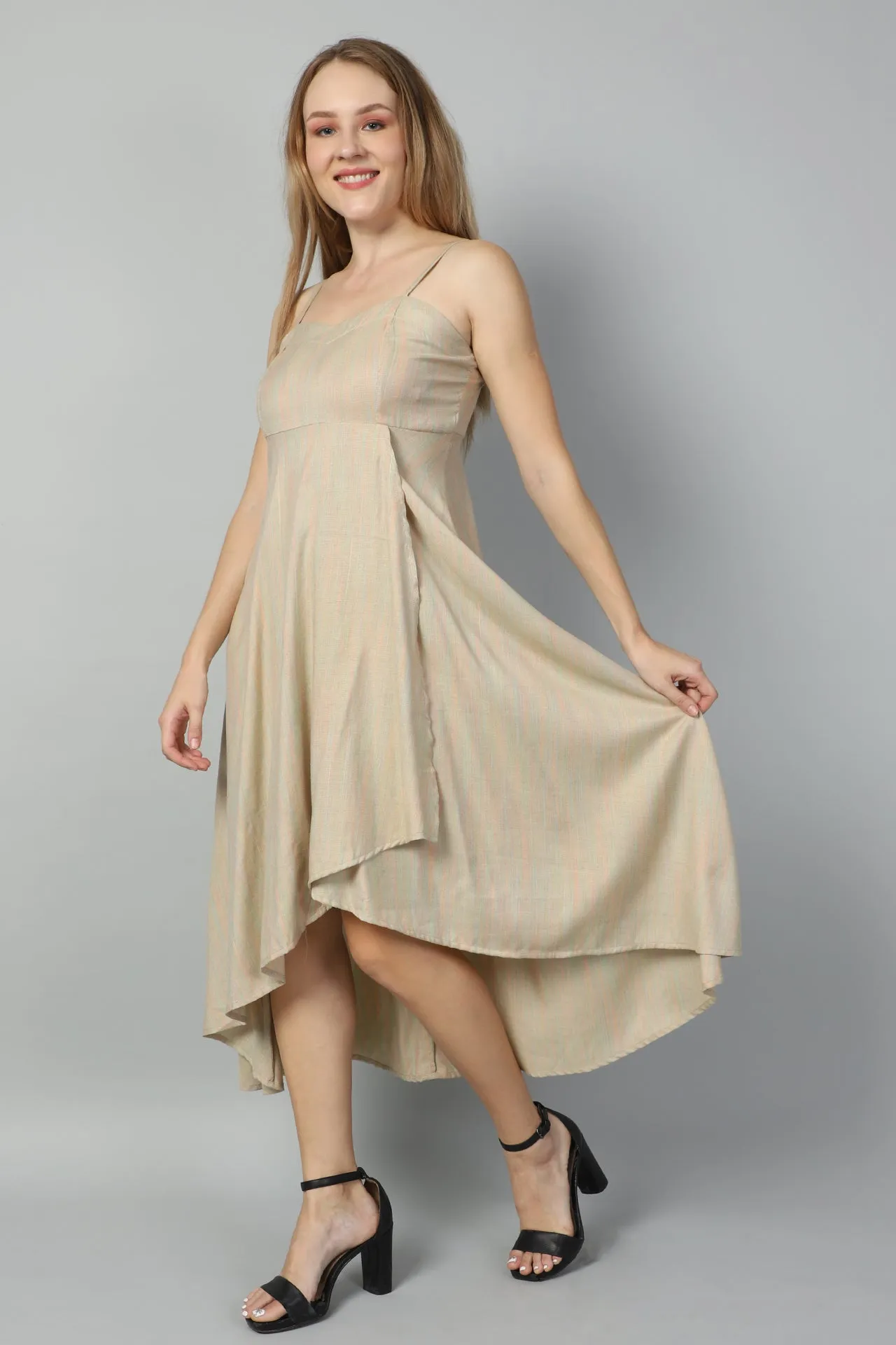 Asymmetric Strappy Sweetheart Neck Overlap Front Cut Dress