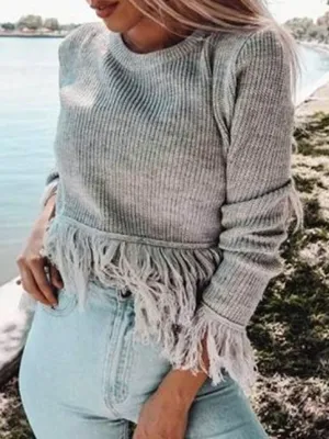 Autumn And Winter Ladies Tassel Knitted Sweater