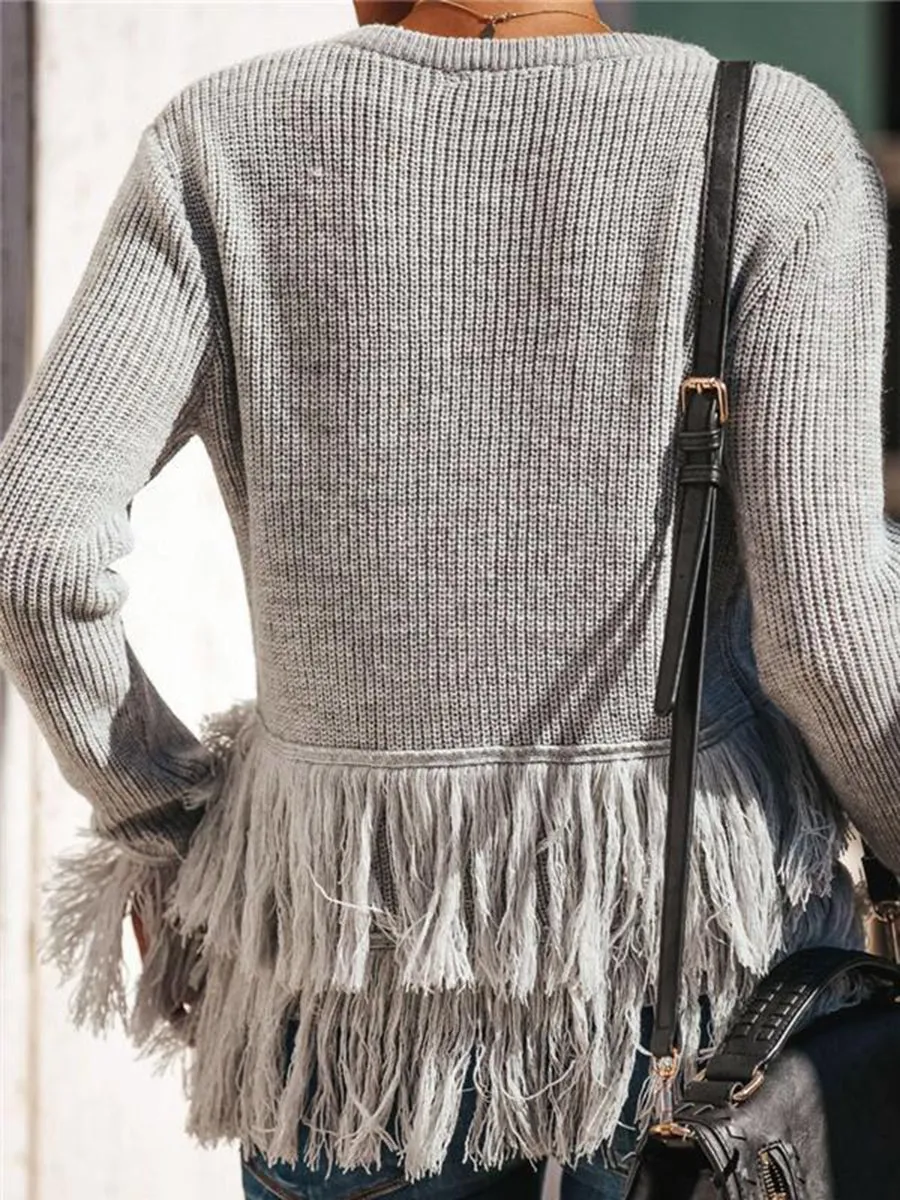 Autumn And Winter Ladies Tassel Knitted Sweater