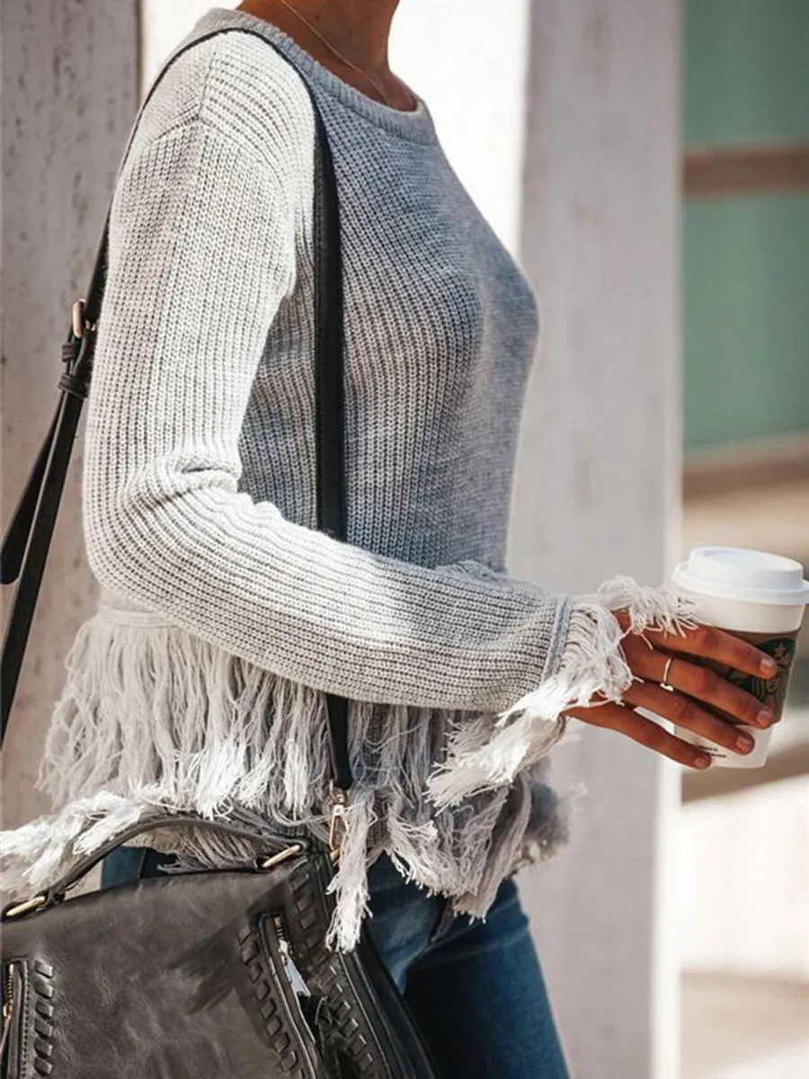 Autumn And Winter Ladies Tassel Knitted Sweater