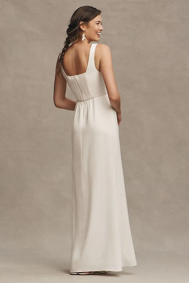 BHLDN Sophia maxi dress with square neckline, ivory