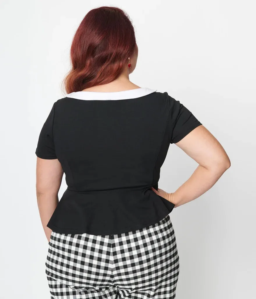 Black & White Collar Peplum Top