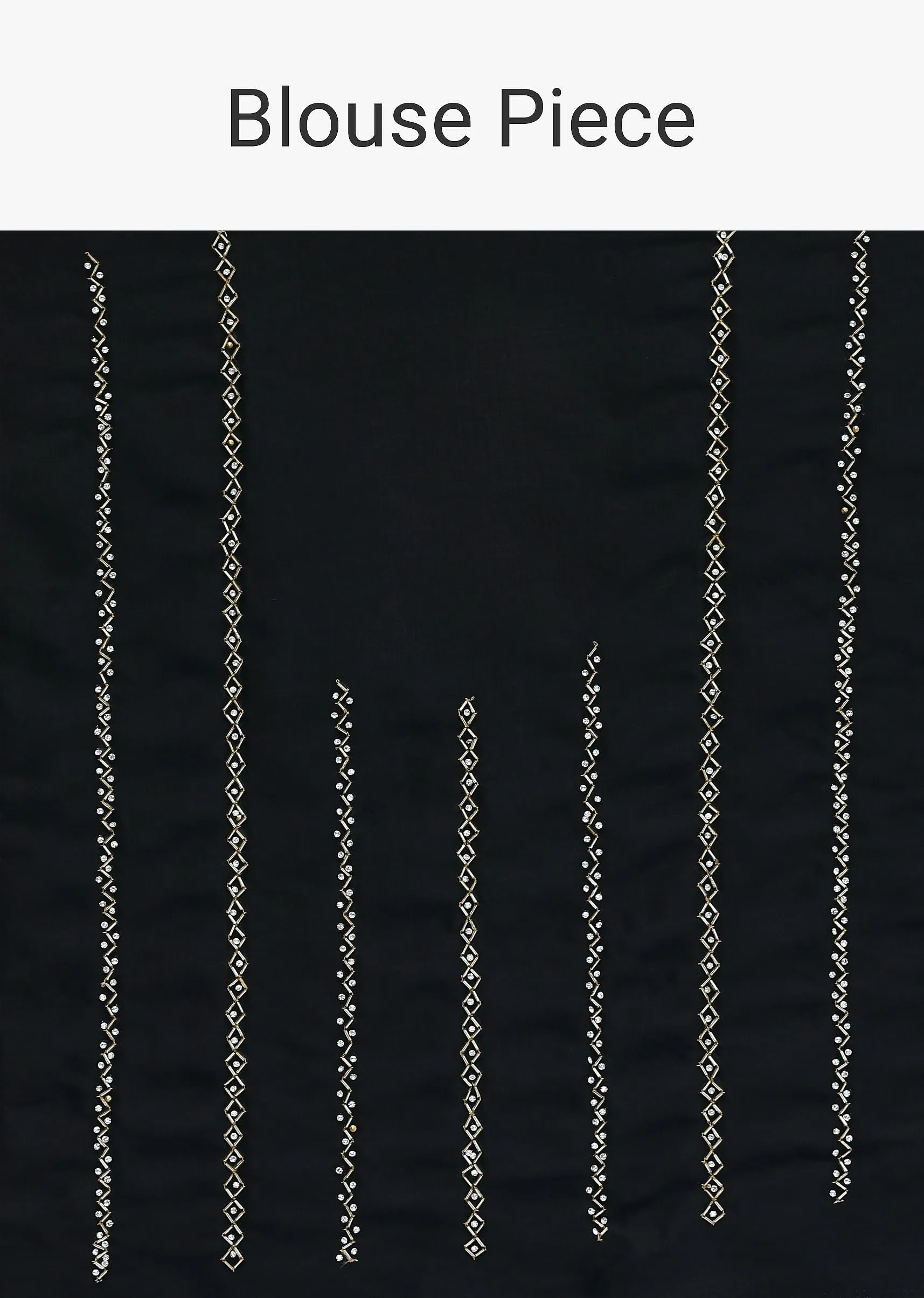 Black Satin Saree With Cut Dana Embroidery And Unstitched Blouse