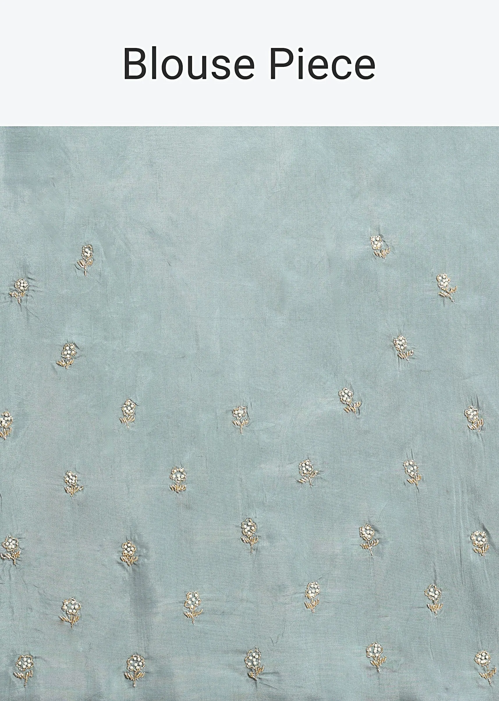 Blue Embroidered Saree With Unstitched Blouse