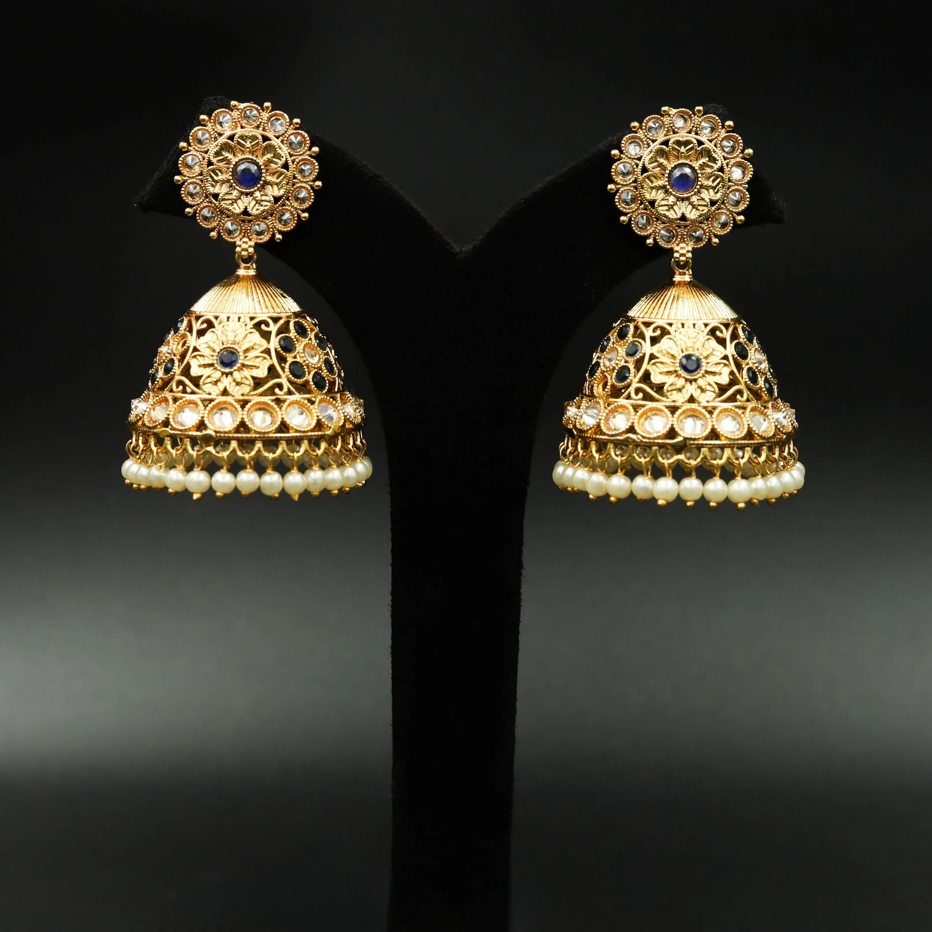 Blue Gold Look Jhumki 5057-9122