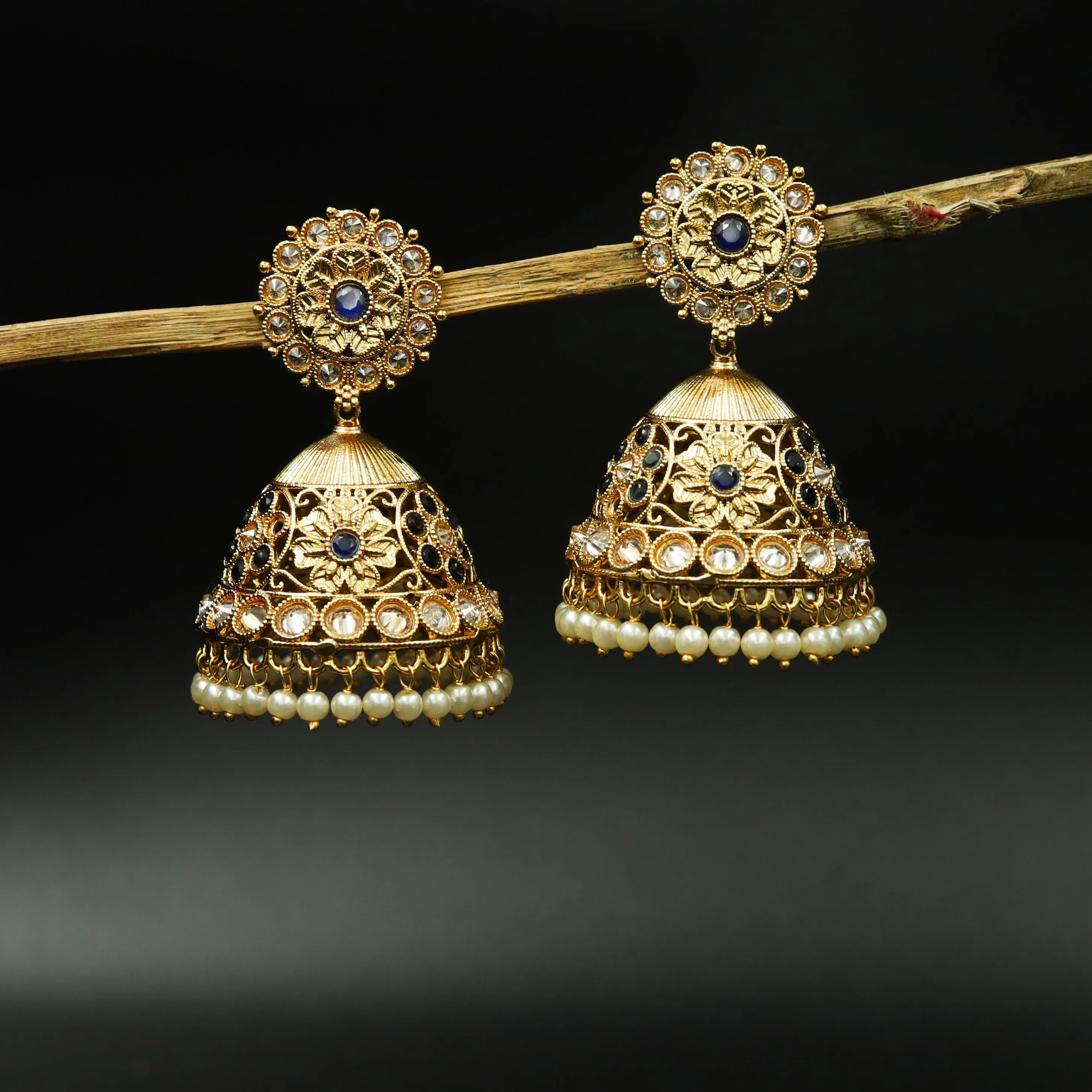 Blue Gold Look Jhumki 5057-9122