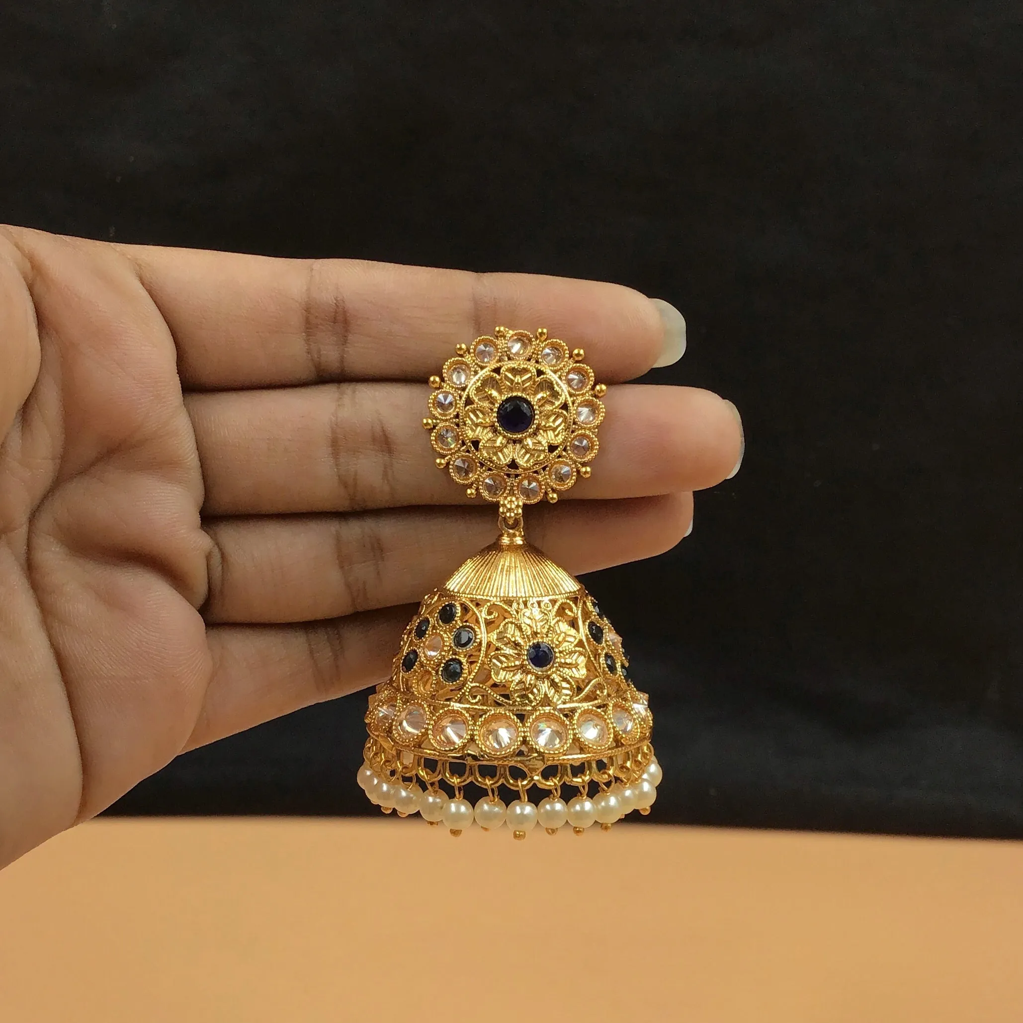 Blue Gold Look Jhumki 5057-9122