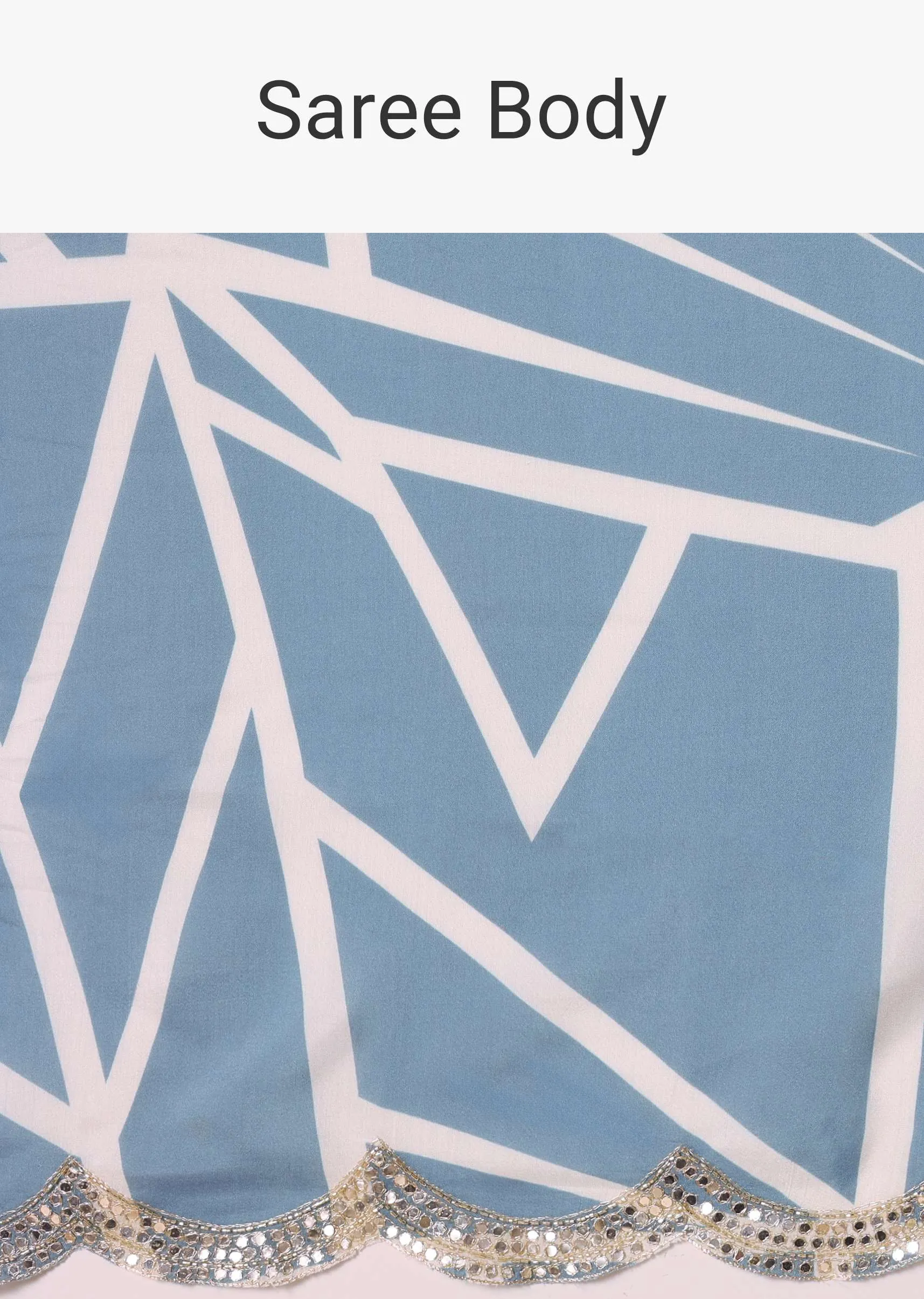 Blue Muslin Abstract Printed Saree With Unstitched Blouse Piece