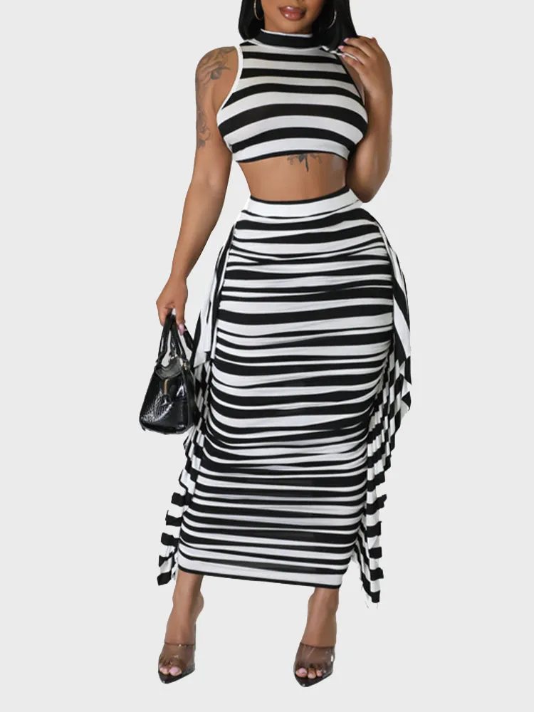 Boho Chic Crop and Maxi Skirt Set