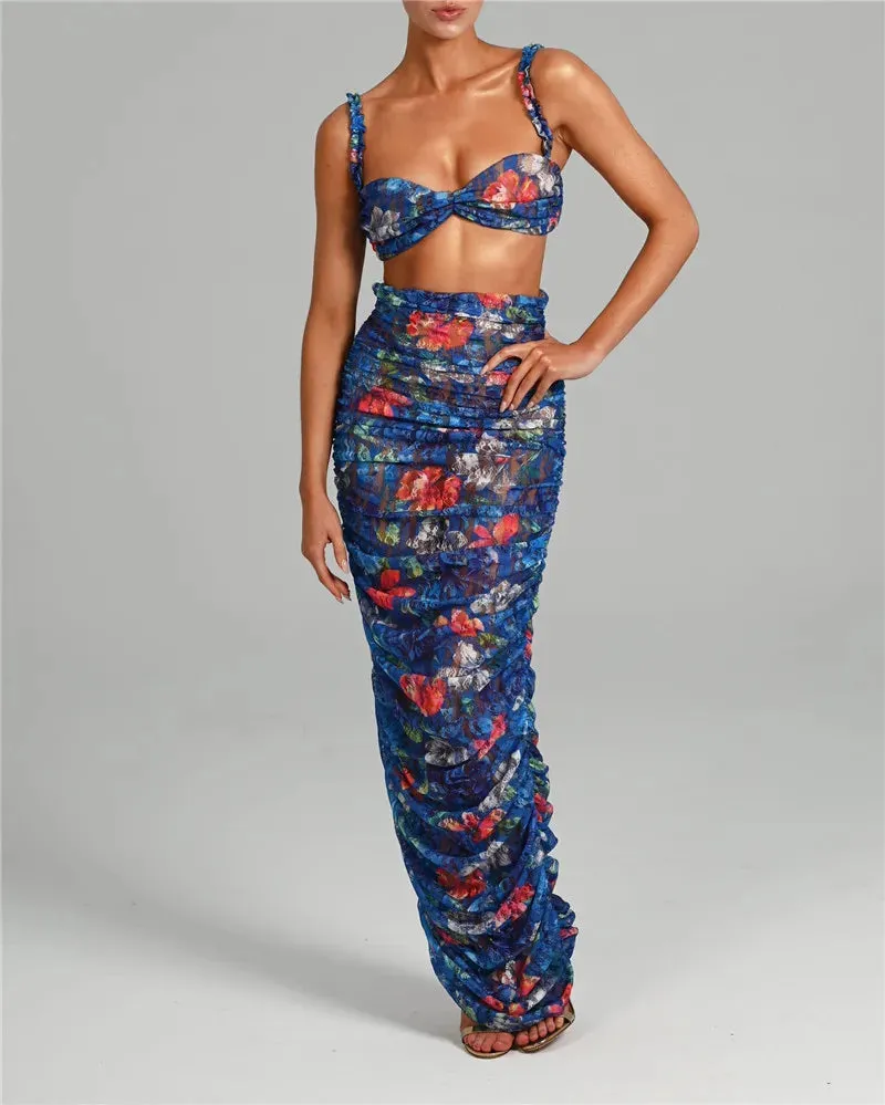 Boho Party Sexy Two-Piece Set  - Maxi Skirt