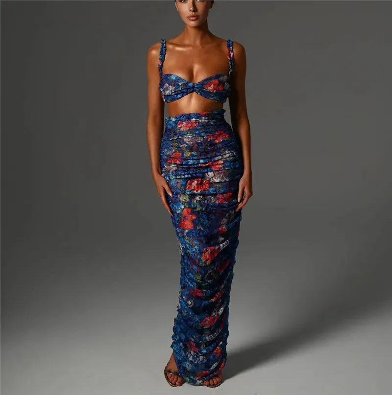 Boho Party Sexy Two-Piece Set  - Maxi Skirt