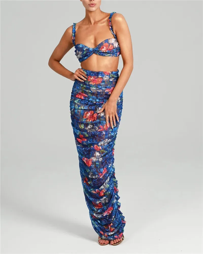 Boho Party Sexy Two-Piece Set  - Maxi Skirt