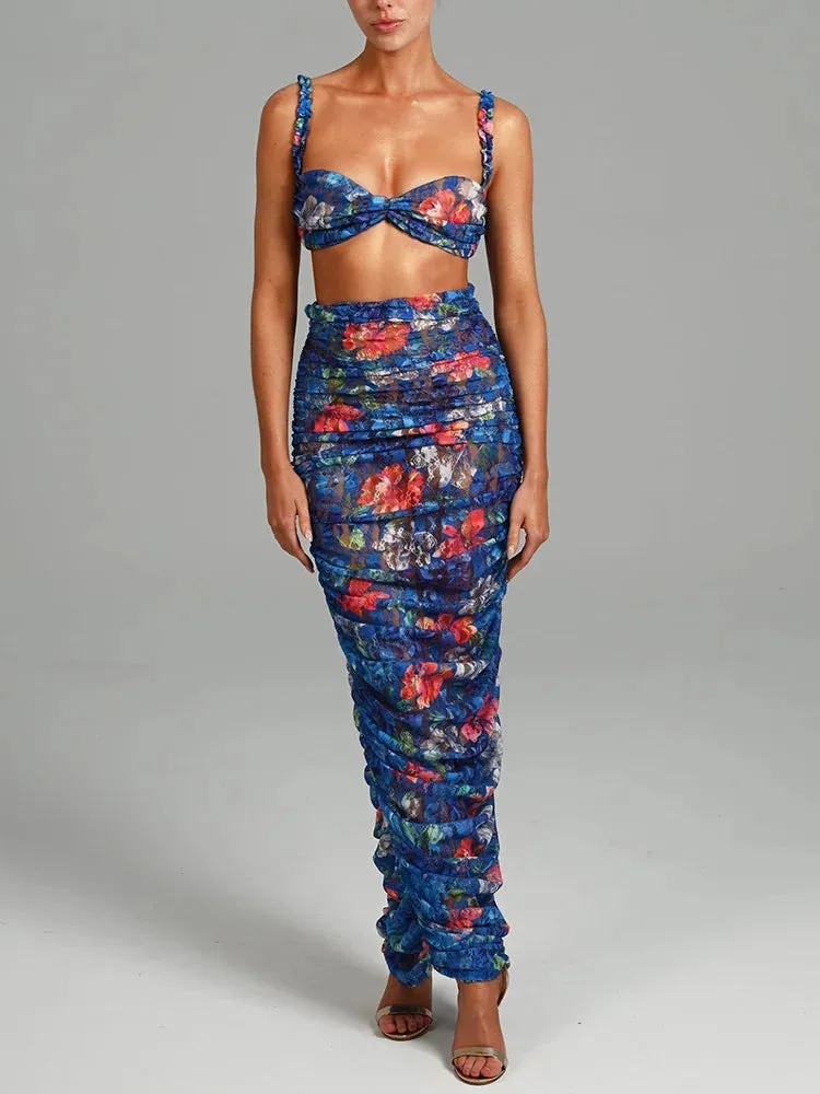 Boho Party Sexy Two-Piece Set  - Maxi Skirt
