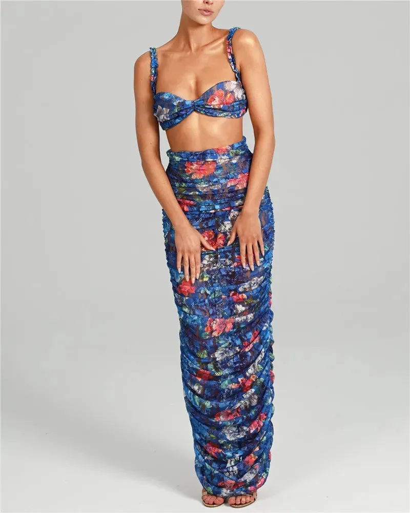 Boho Party Sexy Two-Piece Set  - Maxi Skirt