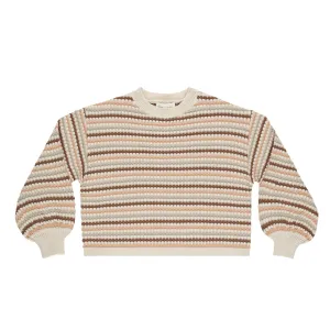 Boxy Crop Sweater | Honeycomb Stripe