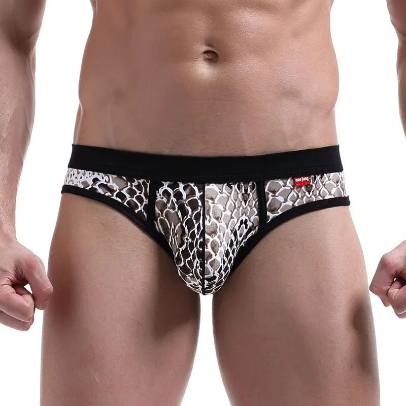Camouflage And Snakeskin Patterned Underwear Briefs