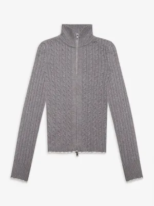 Carter Cable Knit Sweater in Heather Grey