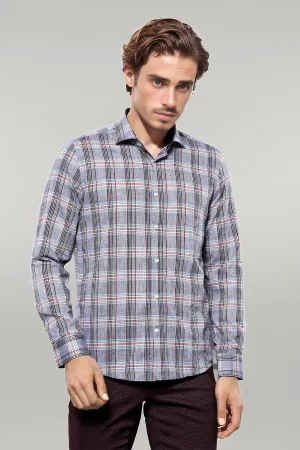 Casual Blue Plaid Shirt - Wessi