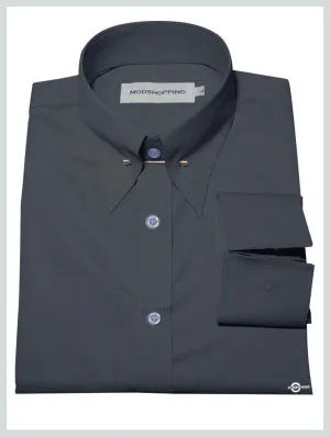 Charcoal Grey Pin High Collar Shirt