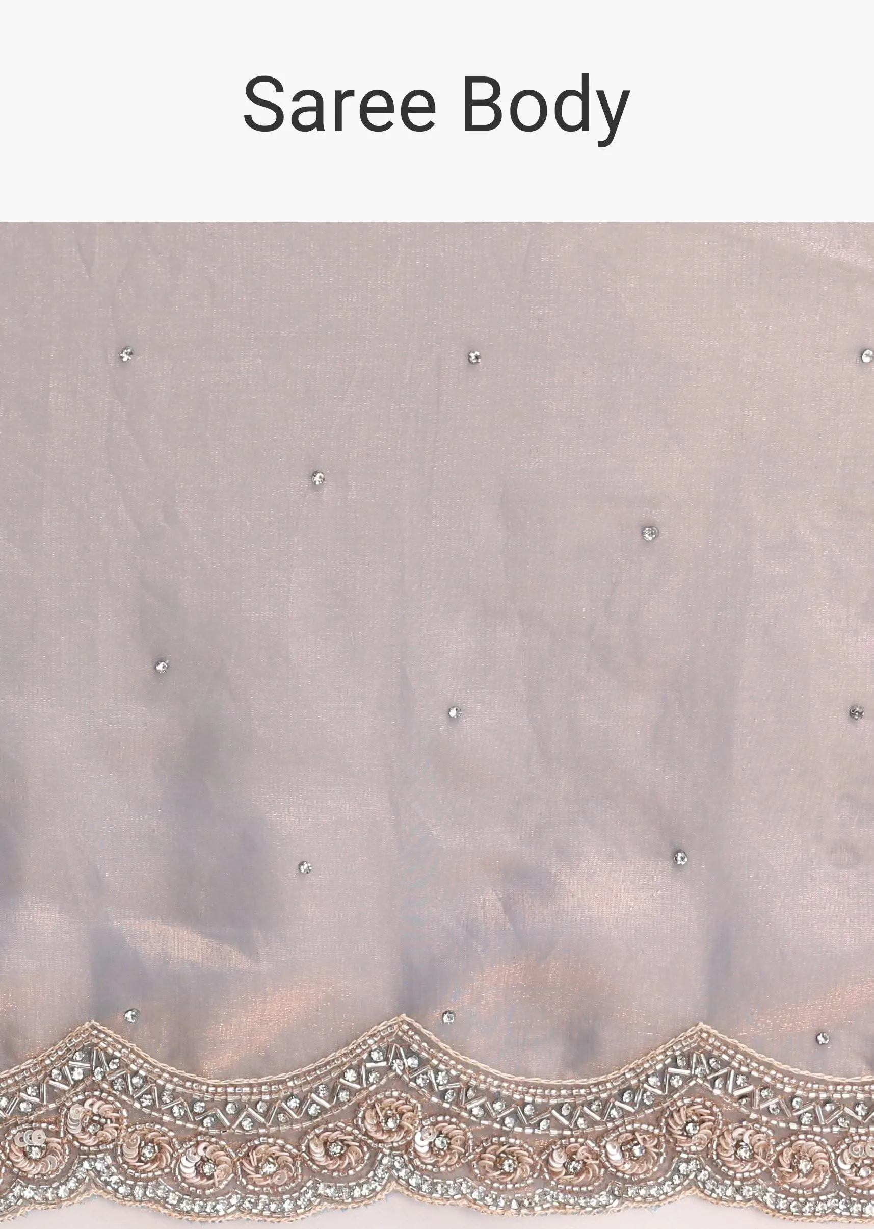 Copper Blue Embroidered Saree And Unstitched Blouse