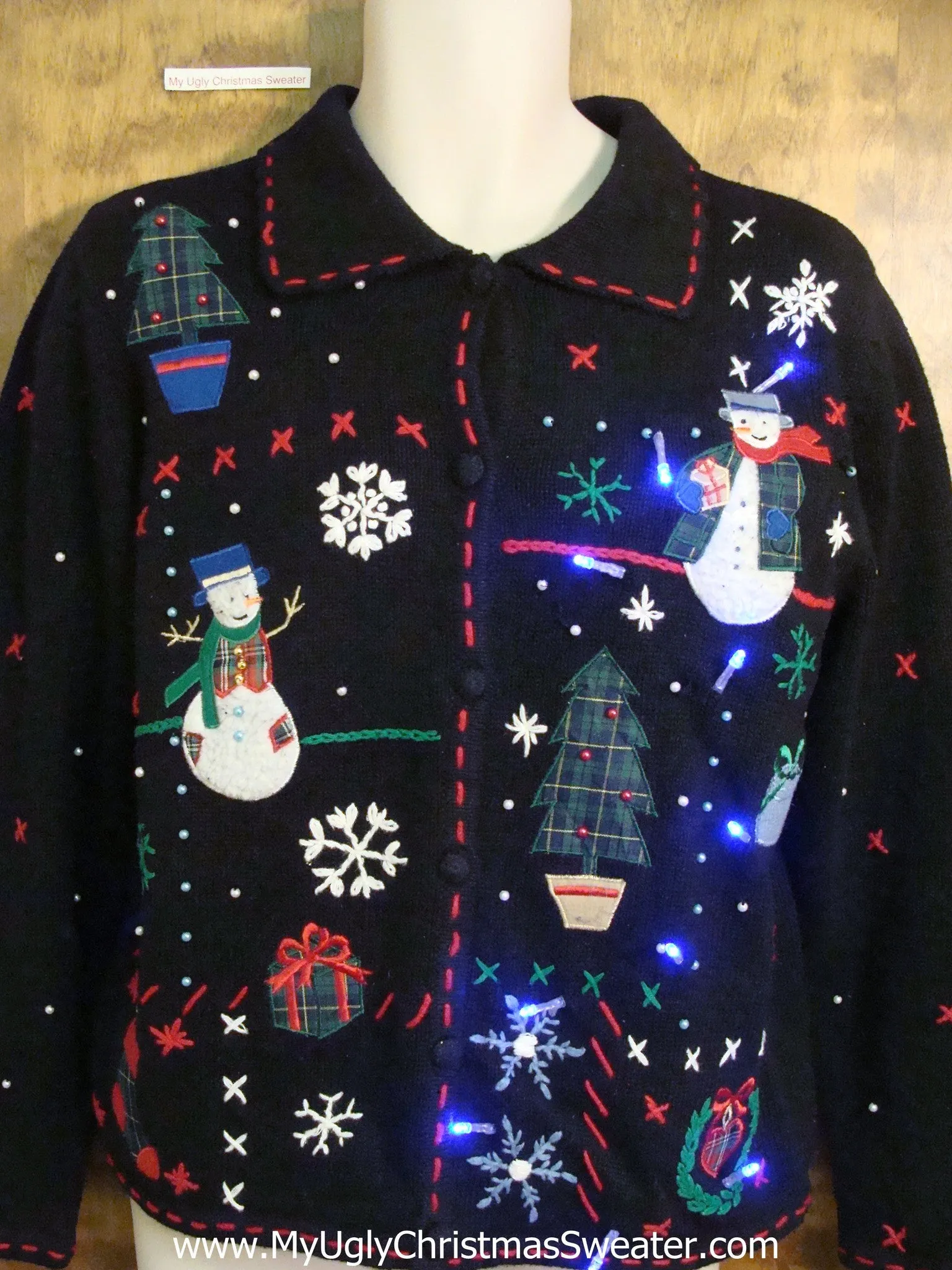Crafty Snowmen Light Up Tacky Christmas Jumper
