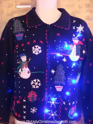 Crafty Snowmen Light Up Tacky Christmas Jumper