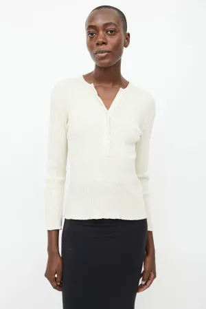 Cream Ribbed Henley Shirt