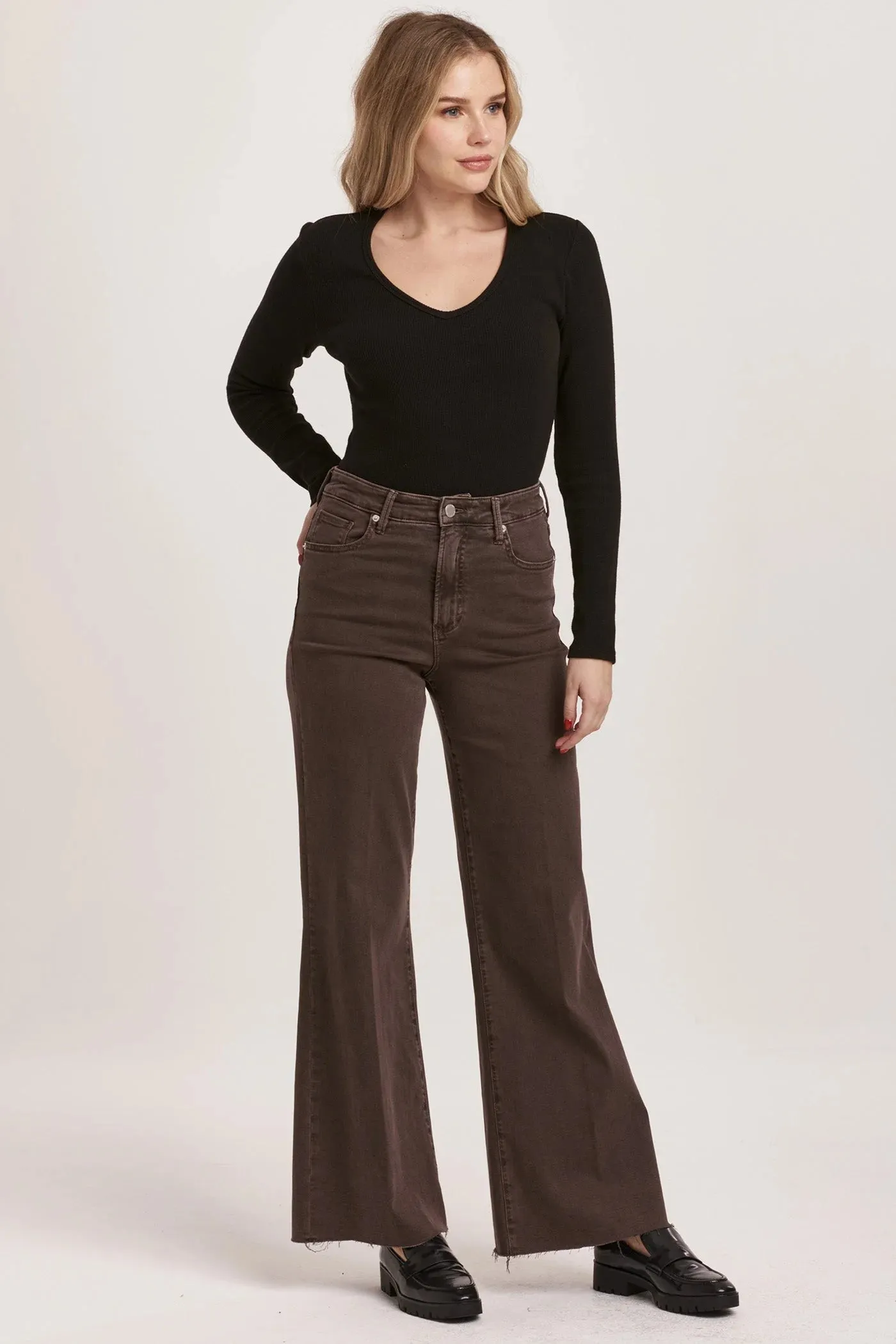 Dear John Fiona High Rise Wide Leg Jean in Mocha Brown