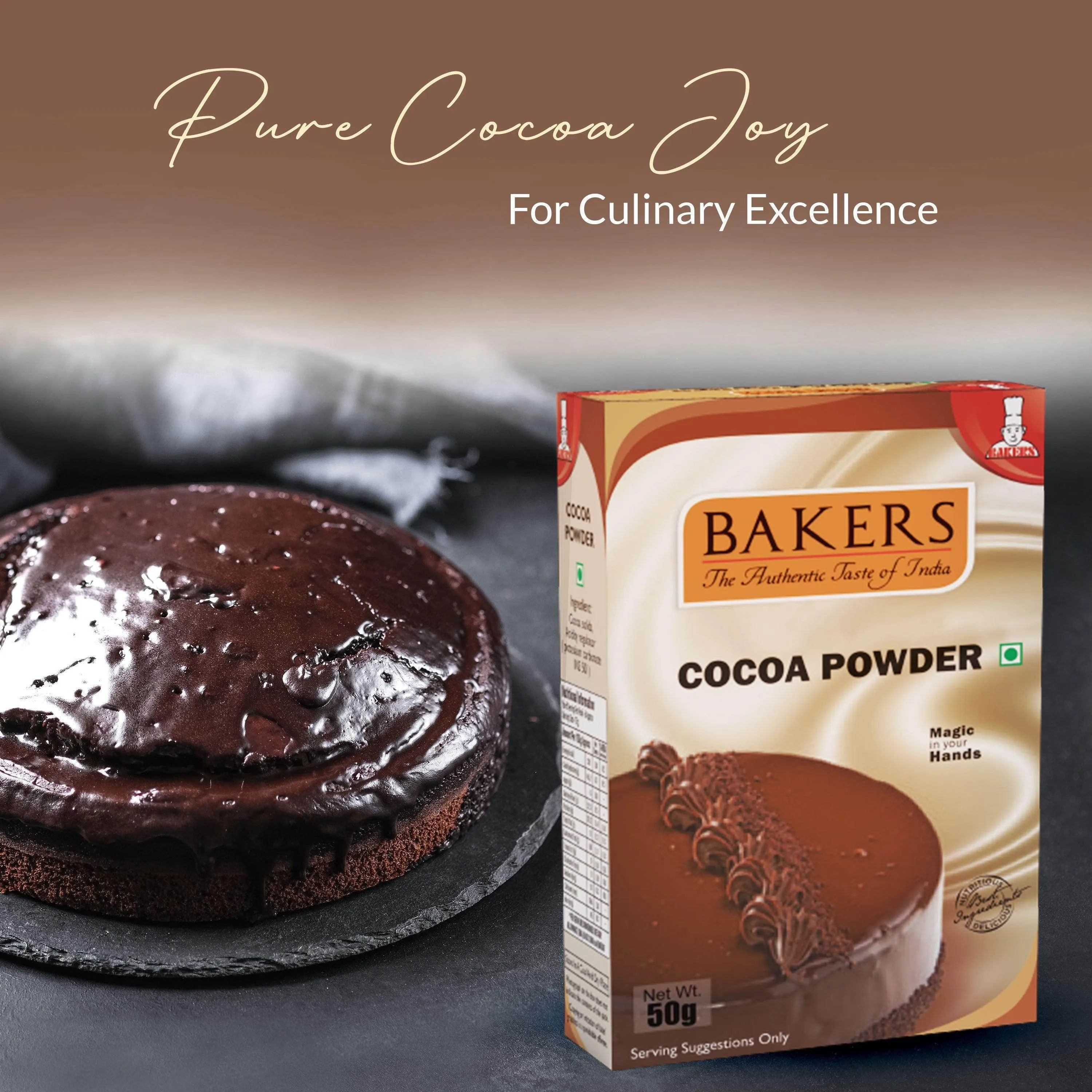 DOUBLE DELIGHT PACK 3 - BAKERS Cocoa Powder 50 gm   BAKERS Belgian Choco Frappe Powder 100g