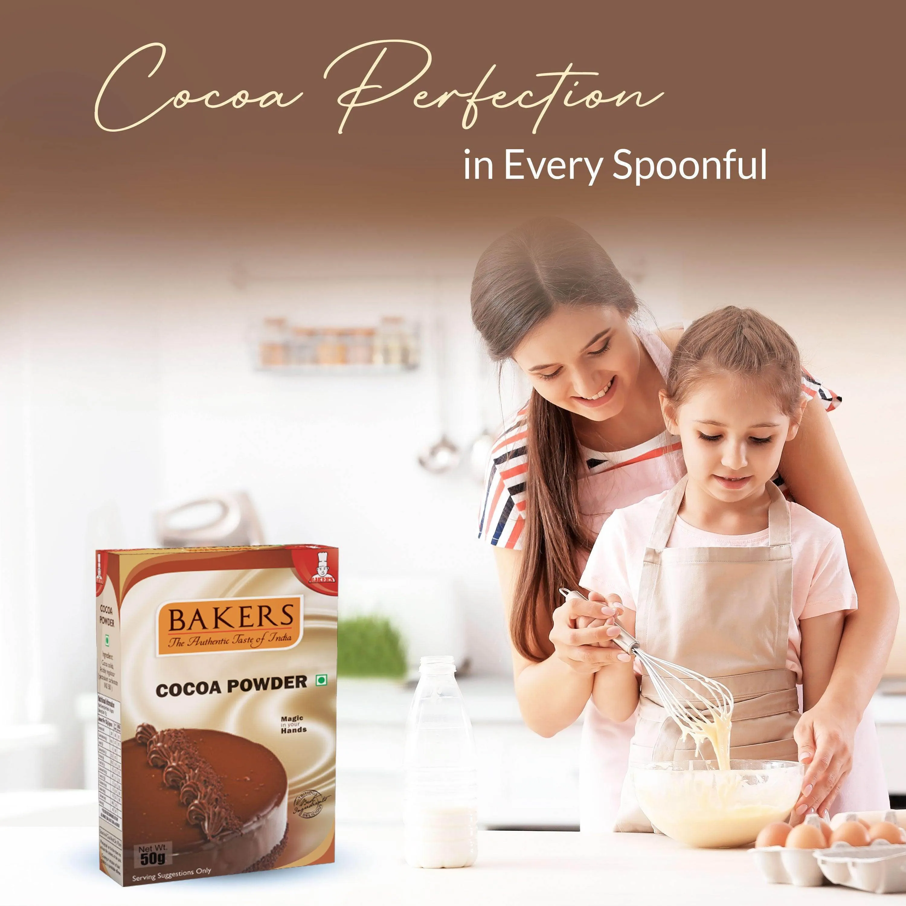 DOUBLE DELIGHT PACK 3 - BAKERS Cocoa Powder 50 gm   BAKERS Belgian Choco Frappe Powder 100g