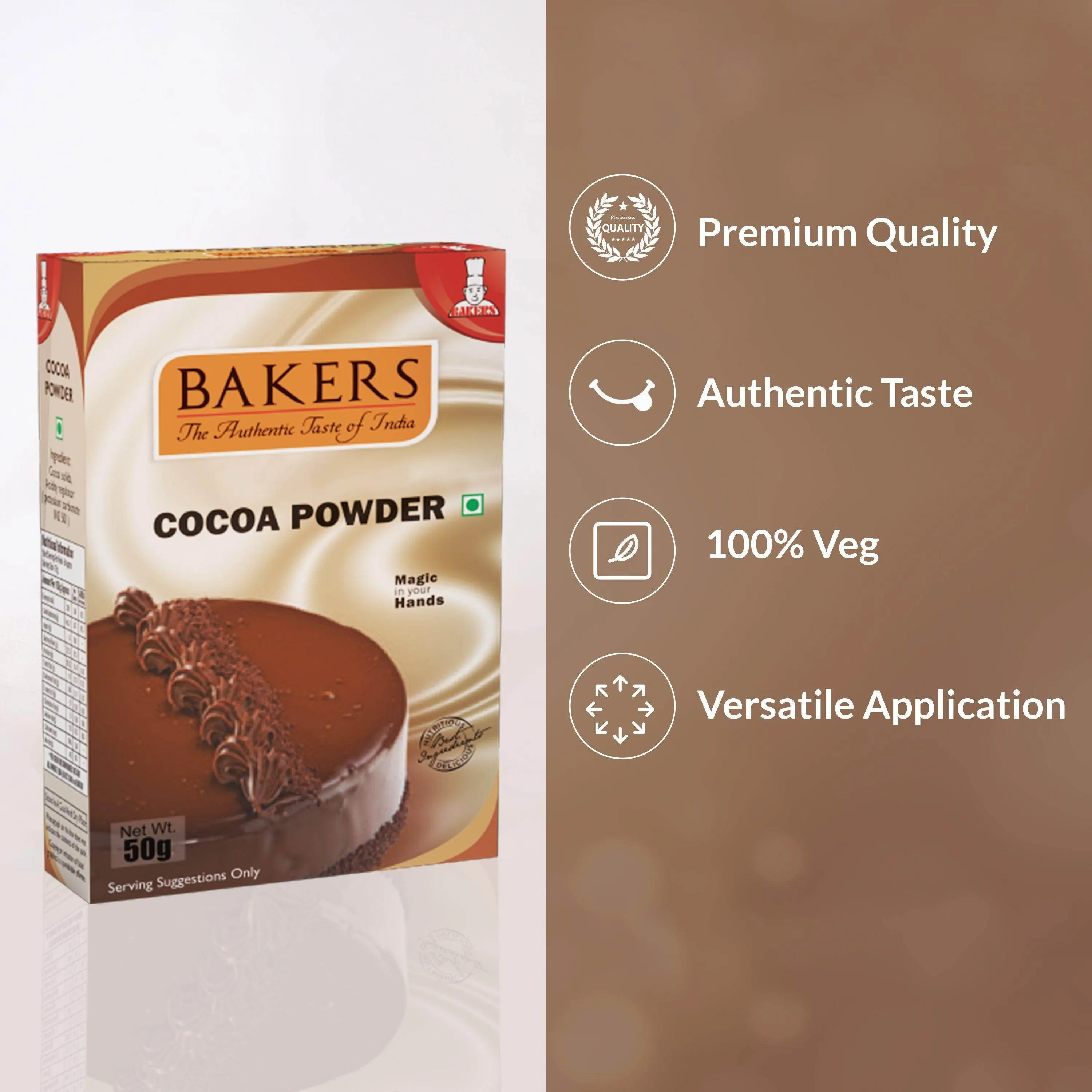 DOUBLE DELIGHT PACK 3 - BAKERS Cocoa Powder 50 gm   BAKERS Belgian Choco Frappe Powder 100g