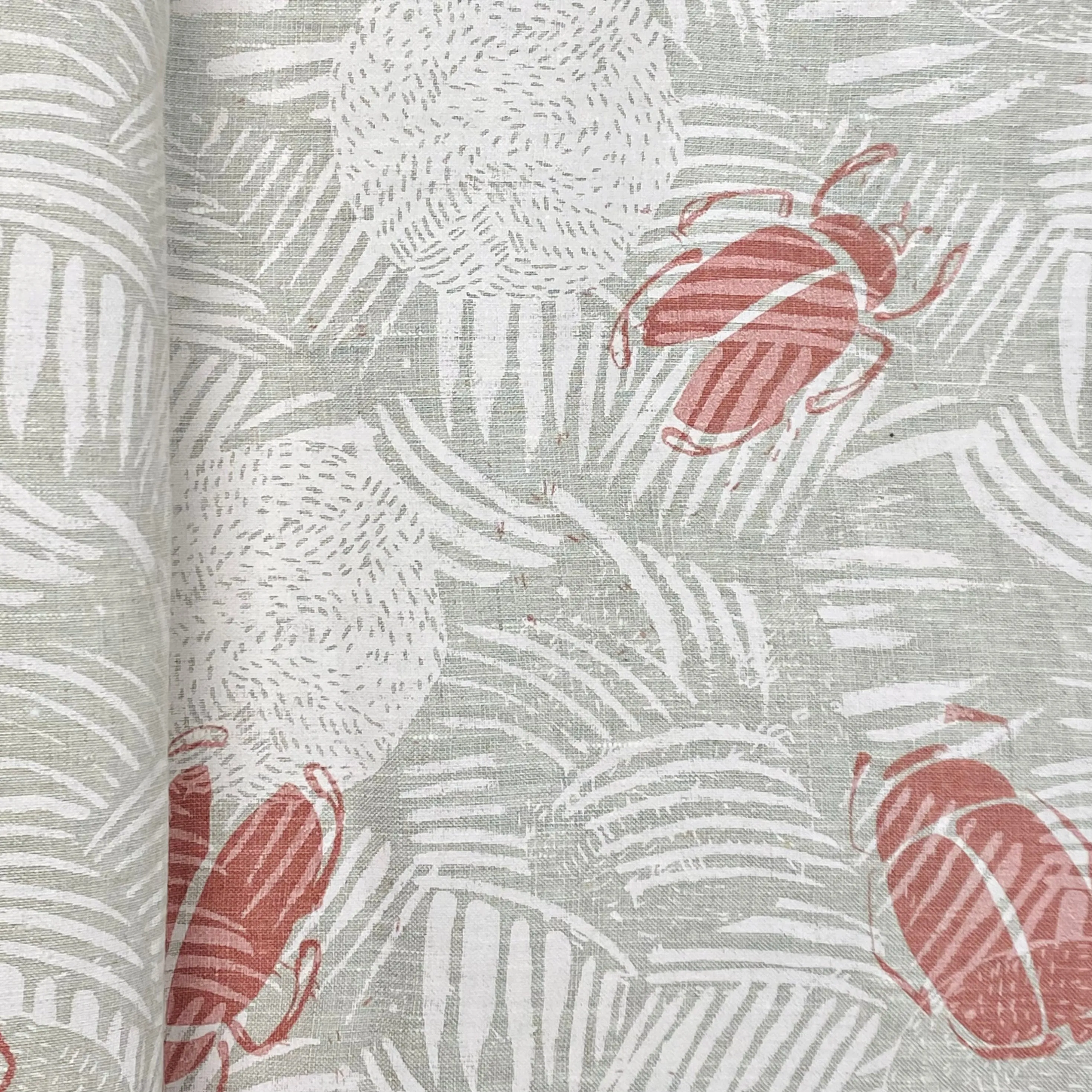 Dung Beetles on oatmeal linen - frosty