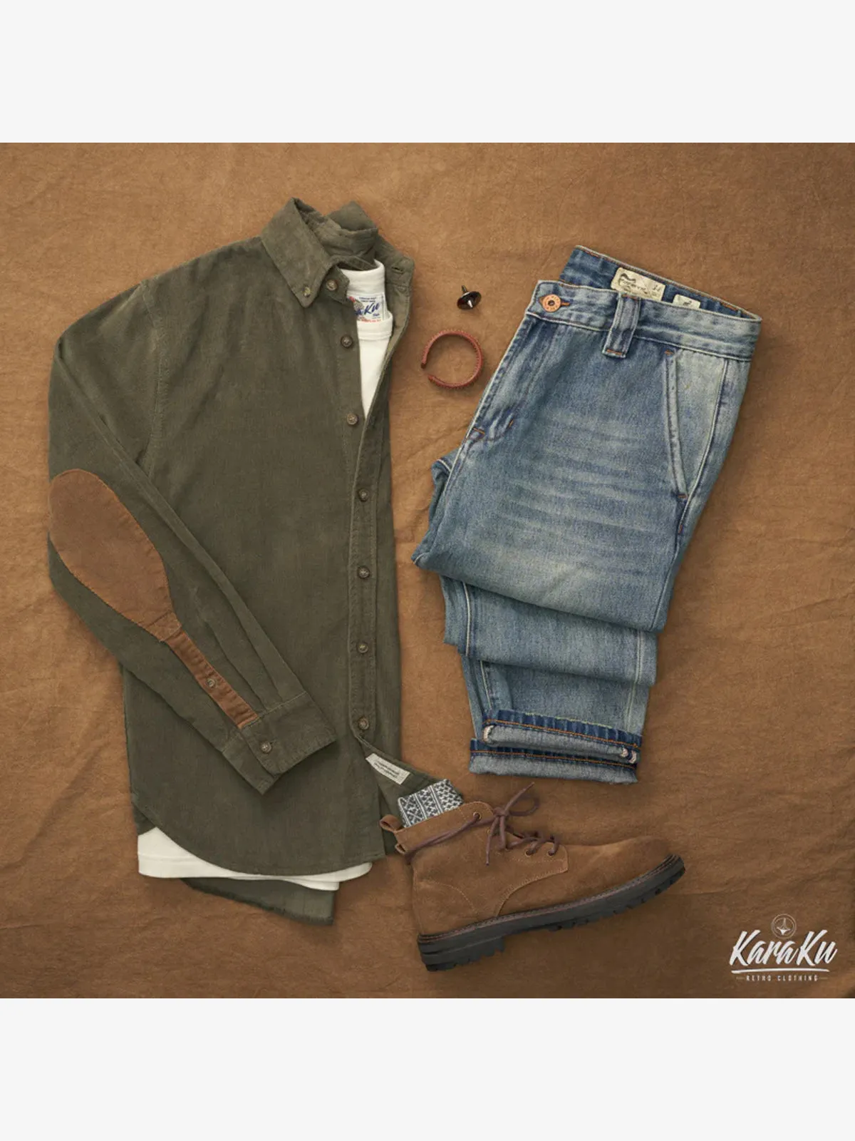 Elbow Patch Corduroy Work Shirt